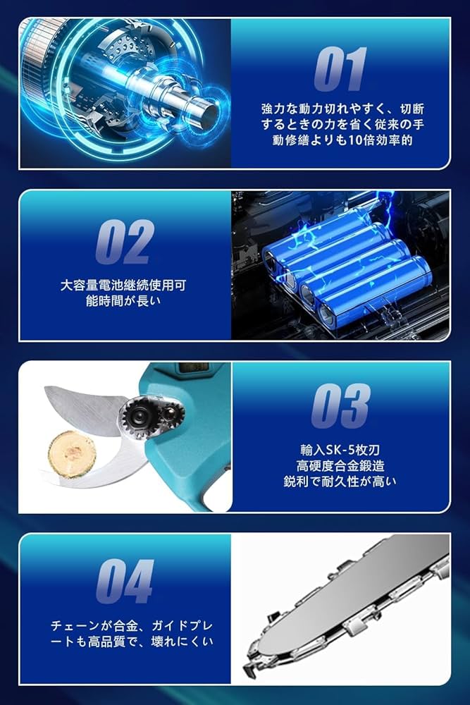 電動チェーンソー　高枝切りチェーンソー　チェーンソー　電動　新品　伸縮式 Amazon | 高枝切り電動チェーンソー 充電式 高枝 チェーンソー